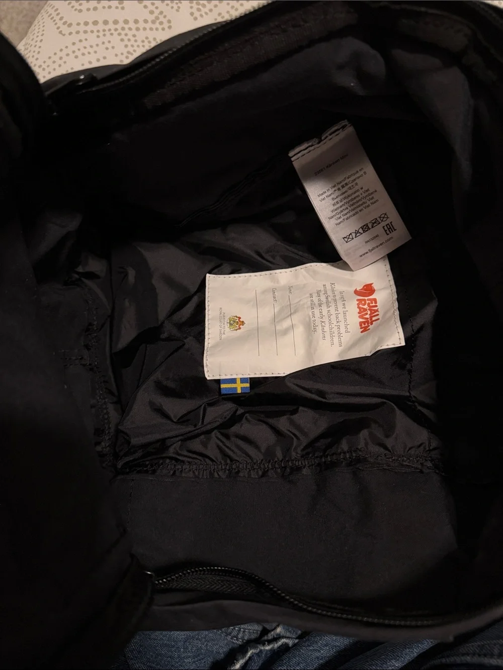 Fjallraven Kanken Mini Backpack Black with stripes